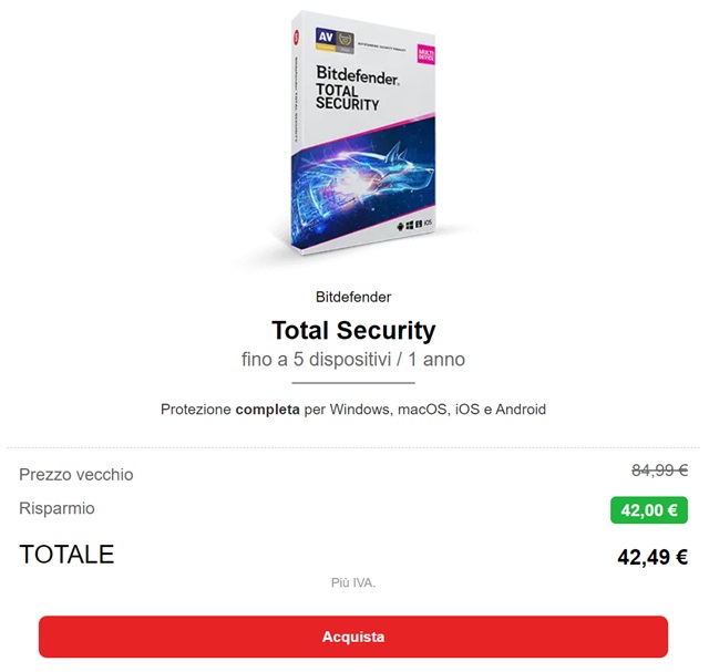 bitdefender total security 42 euro