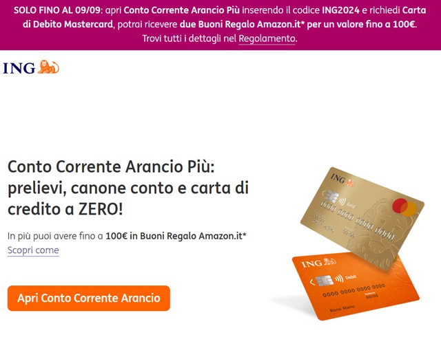 conto corrente arancio piu promo