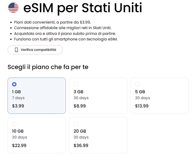 saily esim stati uniti