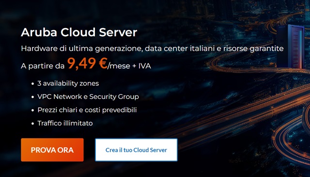 aruba cloud server 9 euro