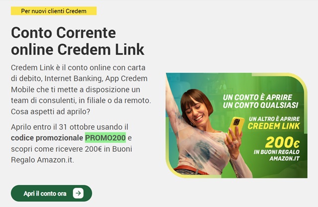 conto corrente online credem link