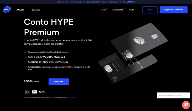 conto hype premium promo