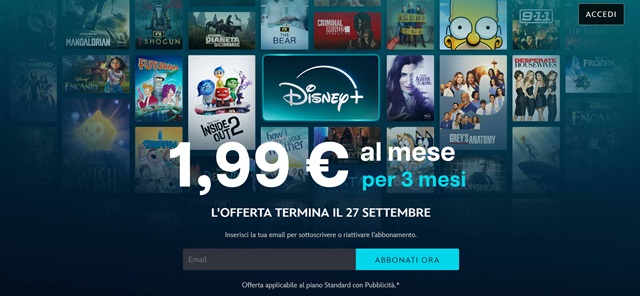 disney 1,99 euro al mese