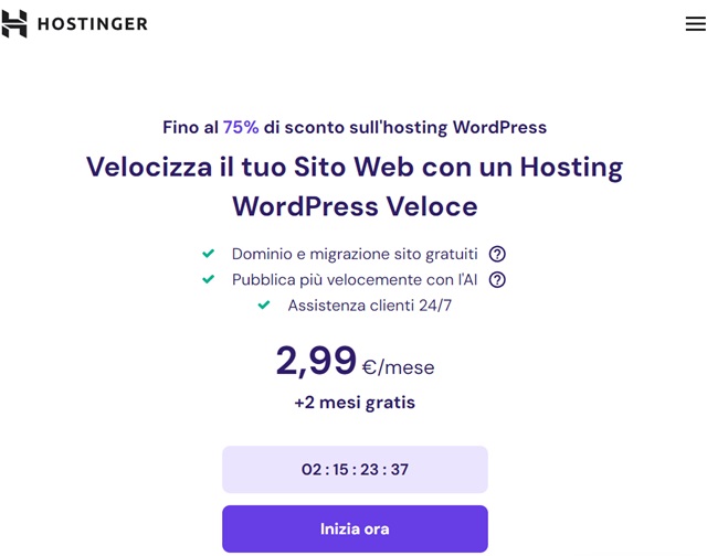 hostinger wordpress promozione