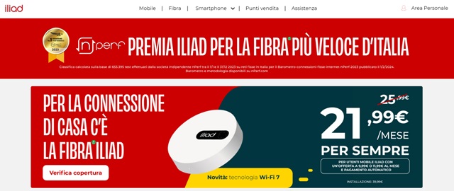 iliad offerta per la fibra