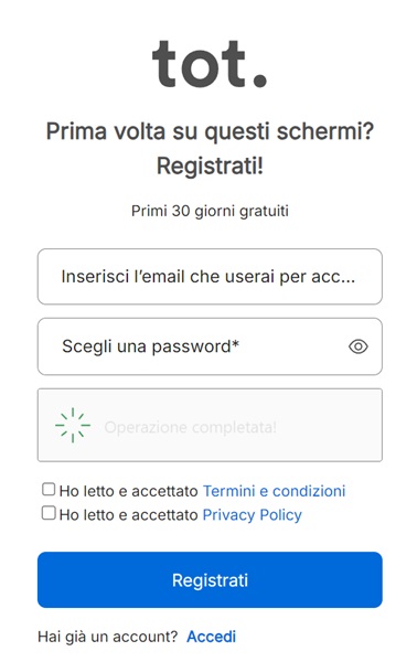 tot registrazione