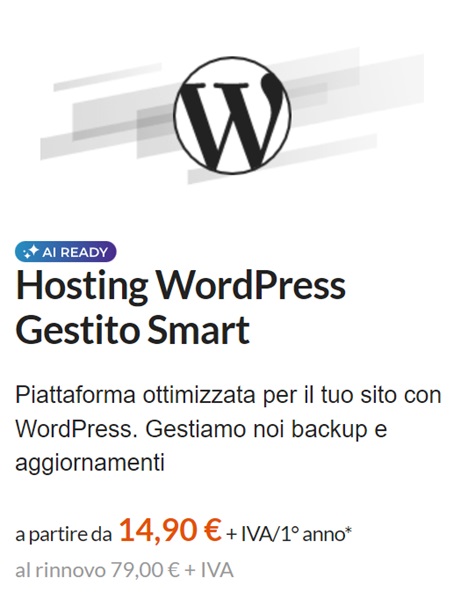 hosting wordpress gestito smart a 14,90 euro aruba