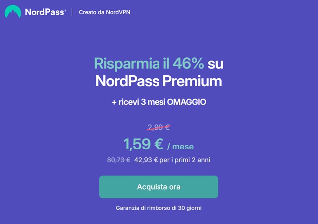 nordpass premium 46 per cento di sconto