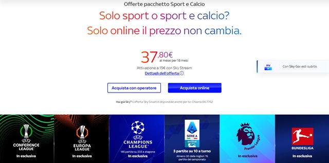 pacchetti sky sport calcio e tv in offerta