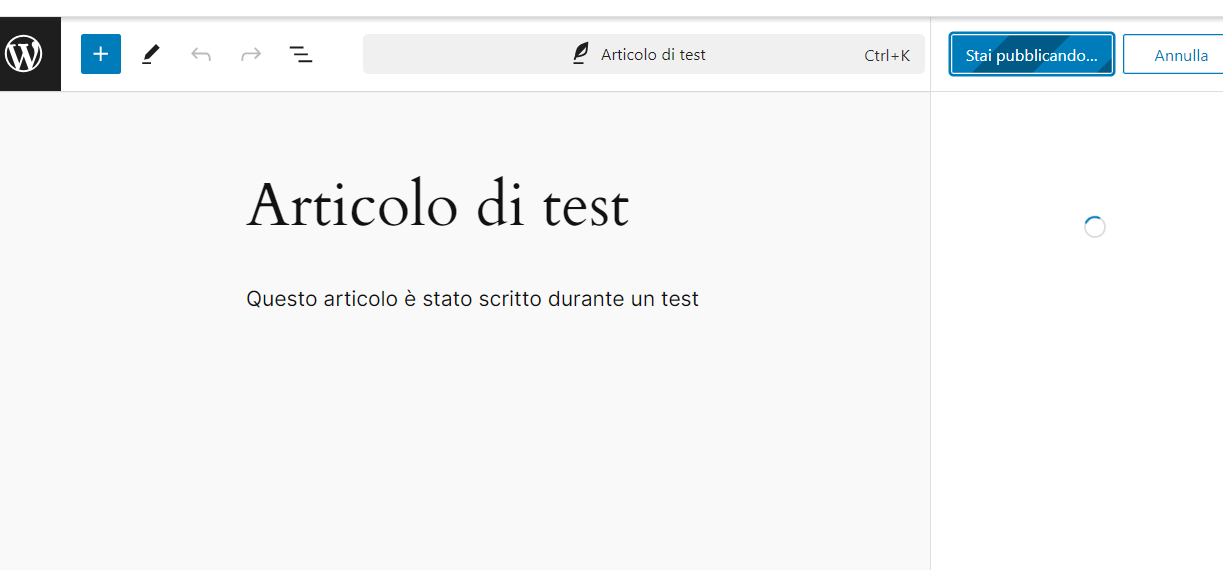 Pubblicazione in corso: pressione del secondo pulsante