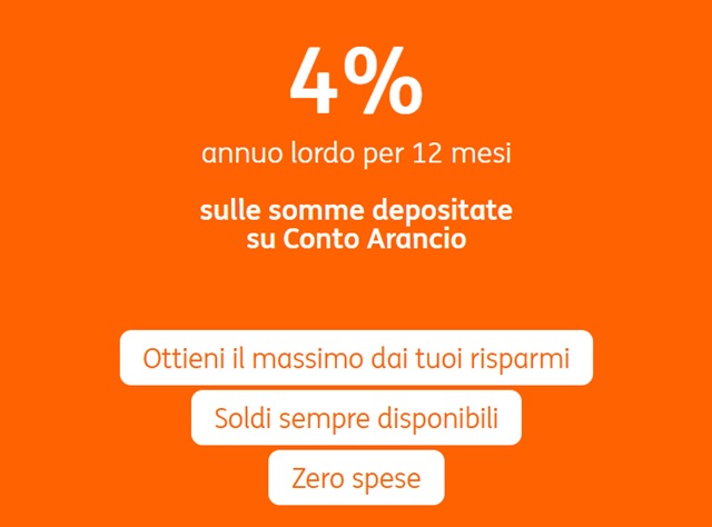 conto arancio 4 per cento annuo lordo