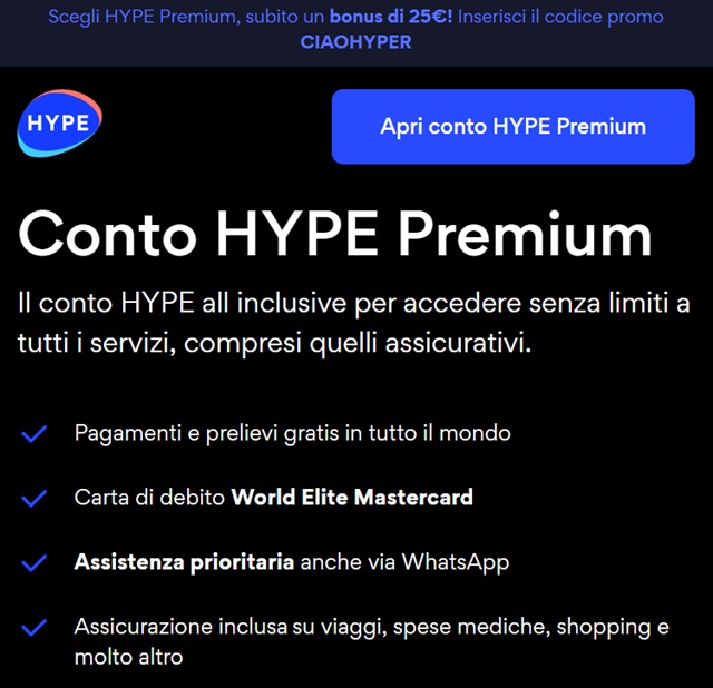 conto hype premium bonus