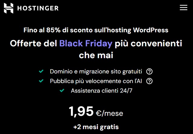 hostinger sconto 85 per cento