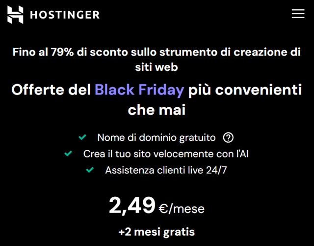 hostinger website builder 79 per cento di sconto