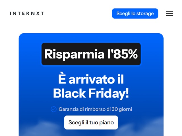 internxt risparmia 85 per cento