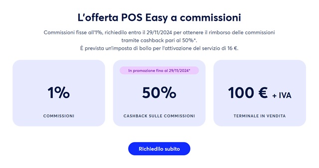 offerta pos easy a commissioni axerve