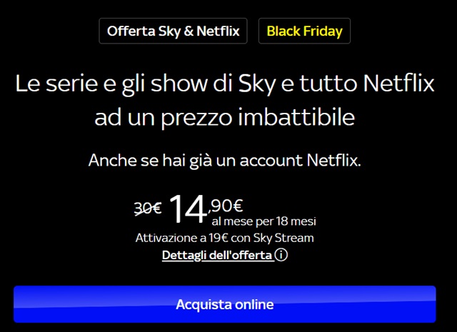 sky e netflix black friday