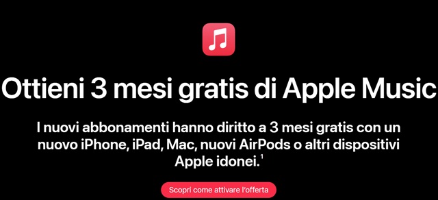 apple music 3 mesi gratis