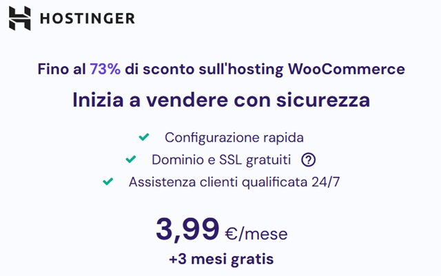 hosting ecommerce hostinger offerta