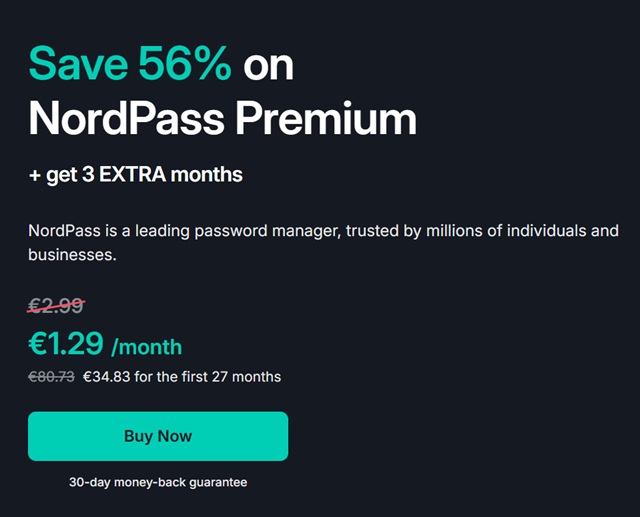 nordpass premium sconto 56 per cento