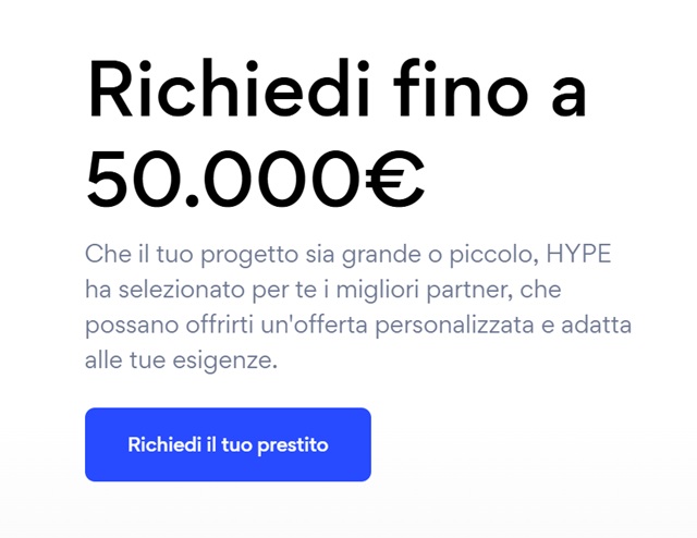 richiedi fino a 50000 euro con hype