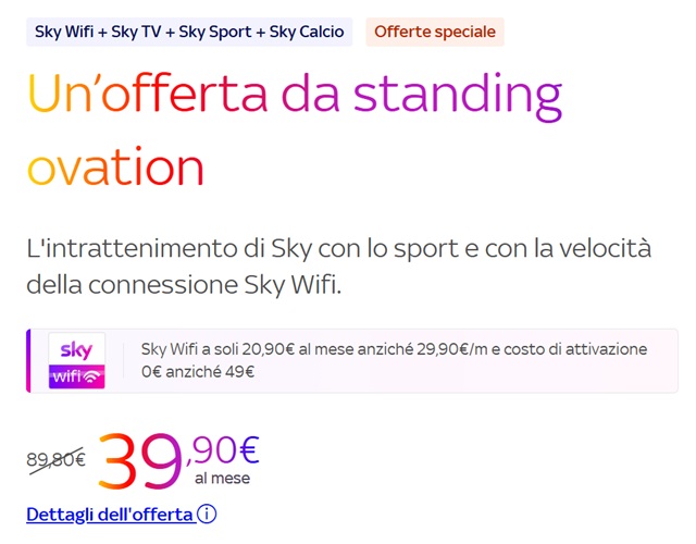 sky offerta standing ovation