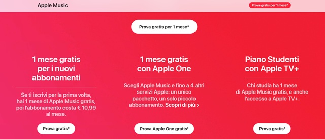 apple music prova gratis un mese