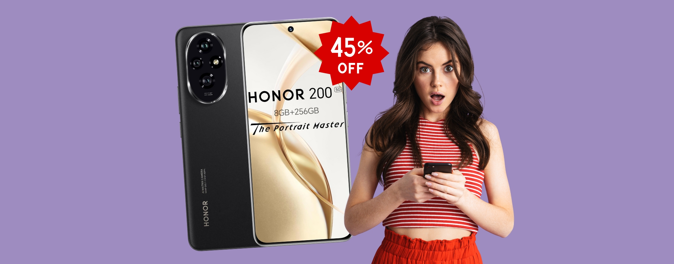 HONOR 200 da 256GB con fotocamera da 50 MP al 45% è un best buy