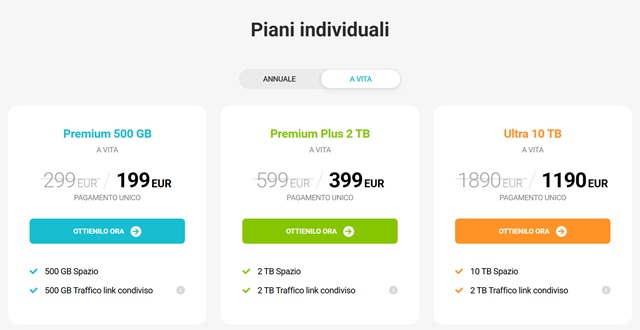 piani individuali pcloud