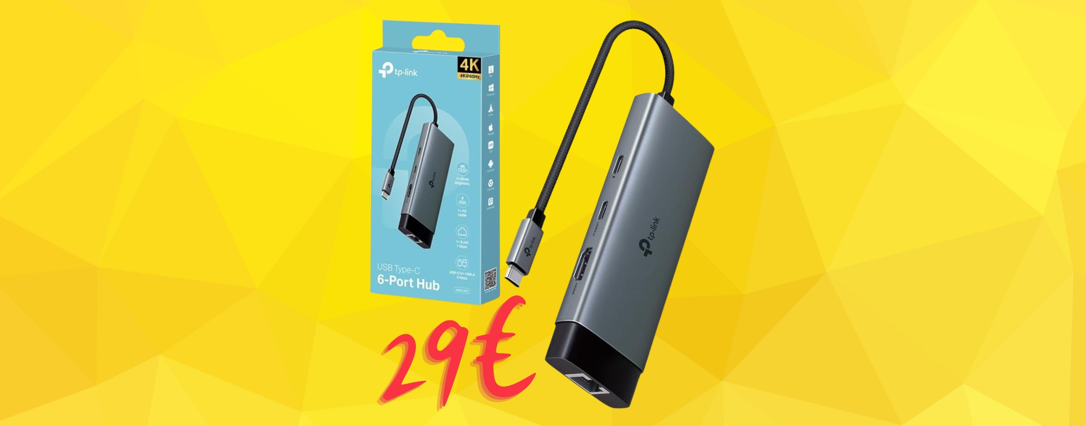 TP-Link: Hub USB 6 in 1 per avere tutte le porte che ti servono (29€)